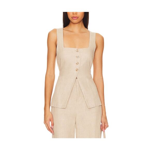Faithfull the Brand Tops - Faithfull The Brand Linen Tan Maya Vest Top Size 4